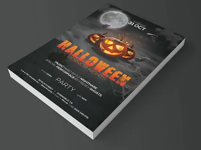 Halloween Party Flyer dark fright night halloween halloween flyer horror art horror night party flyer photoshop pumpkin template