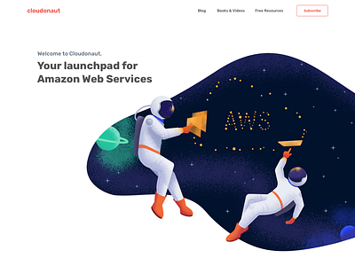 cloudonaut Blog Header aws blog design desktop header homepage illustration stage ui website