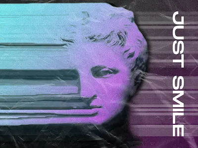 'Just Smile' aesthetic cover art design glitch glitch effect glitchart glitchy photoshop record trending vaporwave vaporwavedesign vector