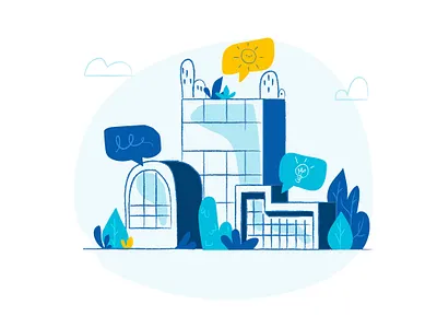 Illustration - New workplace : a SuperCampus best place to work building campus city cocreation design doodle goodplace illustration illustrator lab people place team teamwork ui vector work workplace