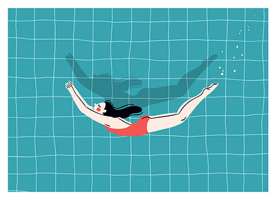 Girl in the Pool art design editorial art graphic illustration illustrator swimming water