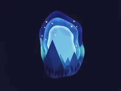 Paper Mountains (dark version) aurora borealis b3d blender mountains northern lights paper paper craft