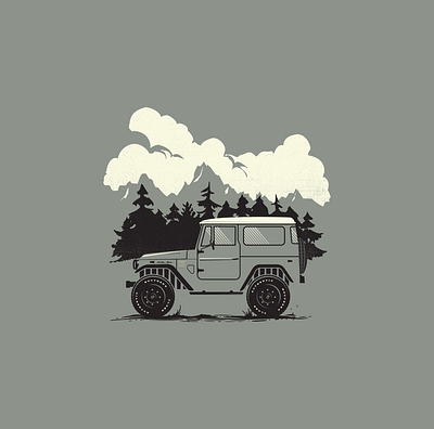 FJ40 design explore fj40 illustration mountains nature outdoors suv toyota vector vintage