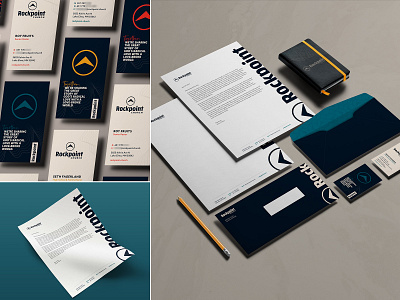 Rockpoint Church Business Set B black bold brand business cards church branding envelope identity system letterhead stationery