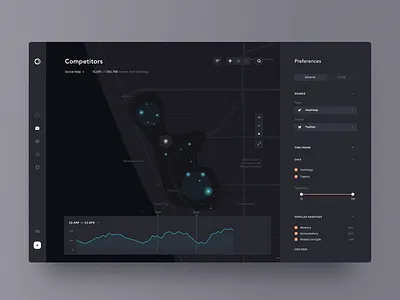 mapping competitors app brandnew clean dark data design filter interface minimal simple ui