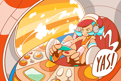 Space Racer art character characterdesign colorful design girl illustration kawaii space spaceship