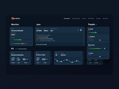 Bandhive Concept audio audio app band finder band ux dark dark ui jam music music app ui web app web design website