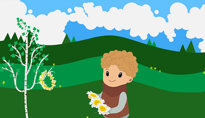 Children-flower animation character children flower illustration венок