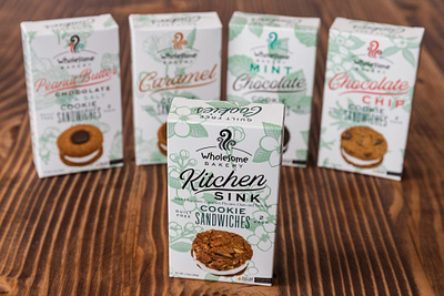 Wholesome Bakery Cookie Sandwiches branding cookies cookiesandwiches matt thompson packagedesign packaging type typography