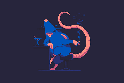 Over It animal bar character character design flat illustration minimal mouse rat
