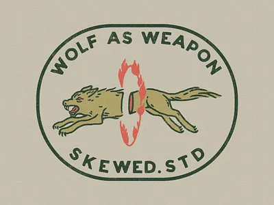 Wolf badge design vintage