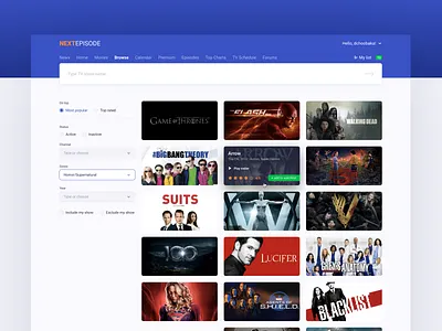 NextEpisode browse page catalog concept dchoobaka design figma redesign site ui ux web