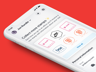 Envoy Mobile Profile cards design ios iphone mobile profile stamps ui ux