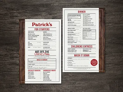 Patricks Menu Design layout menu menu design restaurant