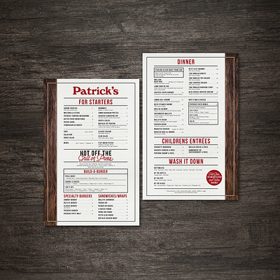 Patricks Menu Design layout menu menu design restaurant