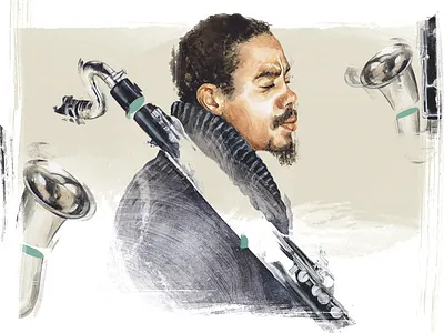 Eric Dolphy illustration jazz painting portrait watercolor watercolor illustration