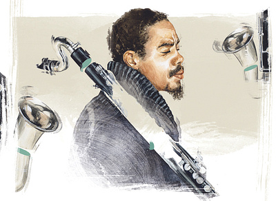 Eric Dolphy illustration jazz painting portrait watercolor watercolor illustration