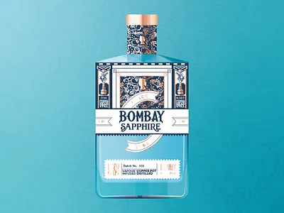 Bombay Bombay bombay sapphire botanicals brand branding cocktails copper foil gin illustration juniper label logo new packaging rebrand refresh typography update vector