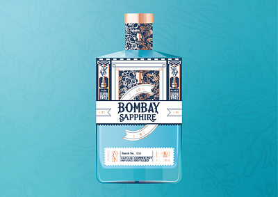 Bombay Bombay bombay sapphire botanicals brand branding cocktails copper foil gin illustration juniper label logo new packaging rebrand refresh typography update vector