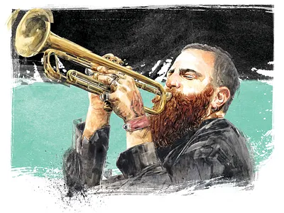 Avishai Cohen illustration jazz painting portrait watercolor watercolor illustration