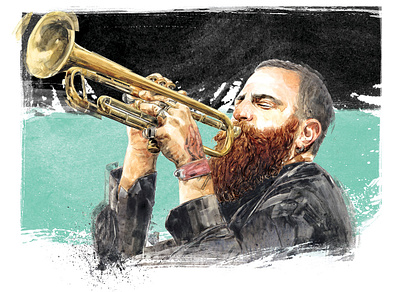 Avishai Cohen illustration jazz painting portrait watercolor watercolor illustration