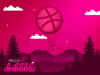 Hello Dribbble colorful design dribbble firstshot graphic hello illustration photoshop vector