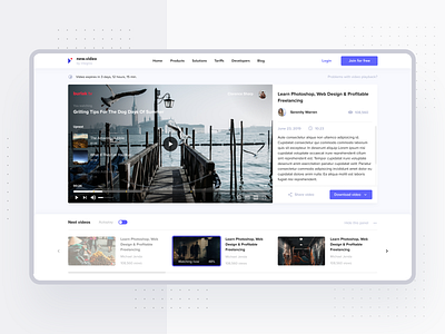 Integros | Video Preview Page app broadcast cards conception dashboard design flat interface light listing live minimal platform player player ui service translation ui uiux video