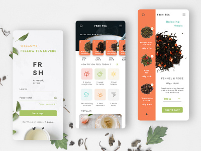 FRSH - The Tea app design food food app foodie fresh inspiration landing page mobile app mobile ui mood sign up signup tea ui userinterface