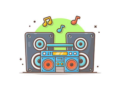 Boom Box 📻 🎶🎵 audio boom boombox icon illustration logo musix radio sing song sound vector