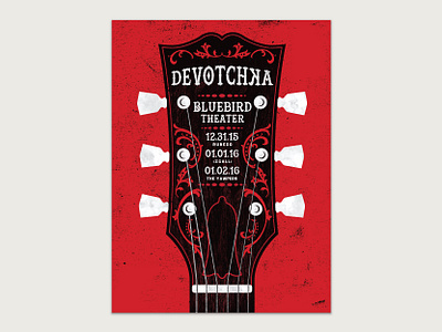 Devotchka New Years Eve - Denver devotchka gig poster gigposter guitar illustration poster print printmaking red screen print screenprint