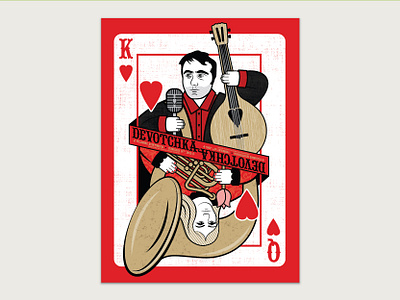 Devotchka Valentines - Denver devotchka gig poster gigposter heart illustration microphone playing card poster red screen print screenprint tuba