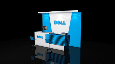 Dell Reception Desk advertising blue branding c4d cinema4d colors dell design desk electronic exhibition exhibition design flat stand vector