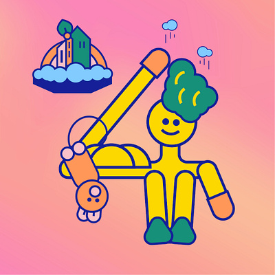 4 for 36 Days of Type 36days 36daysoftype aftereffects character child cloud design illustraion lettering number numbers typogaphy