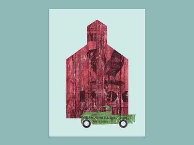 Almanac Barn - Art Print art print barn farm truck farmers almanac french paper halftone hand printed illustration poster red retro screen print screenprint truck wall art