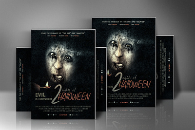 Horror Or Halloween Movie Poster acting actors advertising cinema club event creepy customizable dark death design event flyer halloween halloween flyer horror marketing modern monster movie multimedia