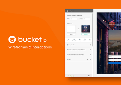 Bucket.io - wireframes & Interactions adobe xd colorful colors design designs figma figmadesign invision invision studio invisionapp invisionstudio landing page sketch sketchapp ui uiux ux webdesign