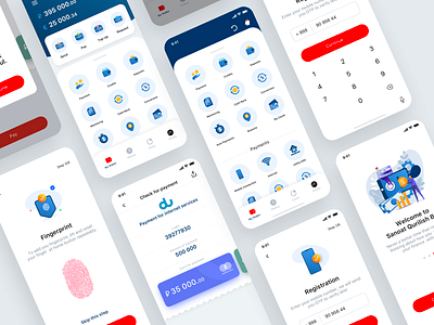 Bank App #3 app bank card banking color design icons illustration logo pay red ui ux