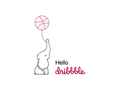 Hello Dribbble! ball cute elephant hello hellodribbble helloworld hi sf