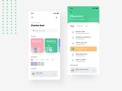 Monitor your Learning Course app card clean course design illustration learning management app online course school school app ui