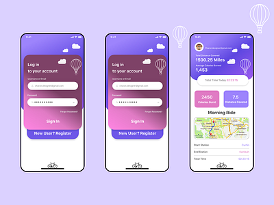 Login Page Design for Cycle App design ux