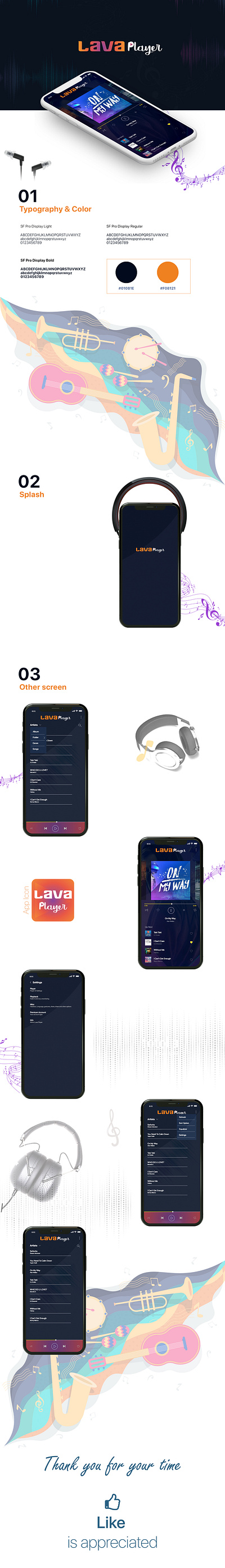 Lava Music Player application audio design illustrator logo music music player user experience user interface xd