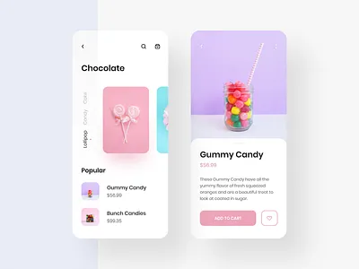 Chocolate App UI 2019 trend adobe xd app app design application chocolat clean color concept design graphic interface ios minimal mobile product ui uiux user interface ux