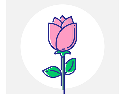 Rose flower line art pink rose