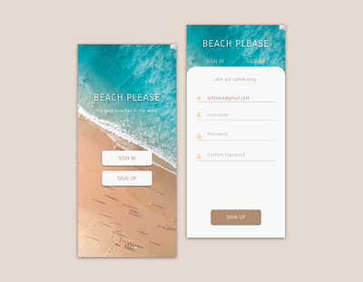 Beach please - Daily UI 001 Challenge beach blue dailyui dailyui001 dailyuichallenge design light signup ui