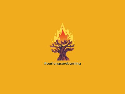 🌳🔥 amazonas amazonia arbol burnig tree burning climate change design fire flat graphic icon illustration ilustracion logo modern tree vector