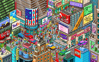 New York: a Seek and Find illustration for Compare the Market advertising cities city detail infographic isometric isometric art isometric illustration landscape map pixel art pixelart seek and find where is waldo where is wally