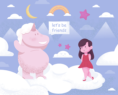 Unicorn dreams character dream friend friends girl illustration pink unicorn vector