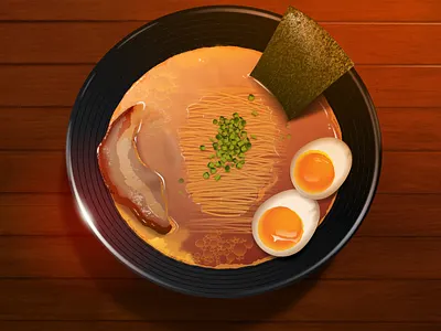 Japanese Cuisine - Ramen adobe illustrator food food illustration hyperrealism illustrations japanese food ramen