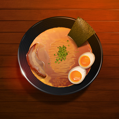 Japanese Cuisine - Ramen adobe illustrator food food illustration hyperrealism illustrations japanese food ramen