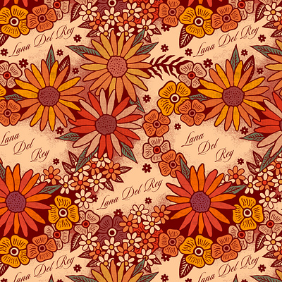 Lana Del Rey art colour design floral illustration pattern retro